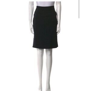 Givenchy Black Virgin Wool Knee Length Skirt Womens M US8 Pencil Designer